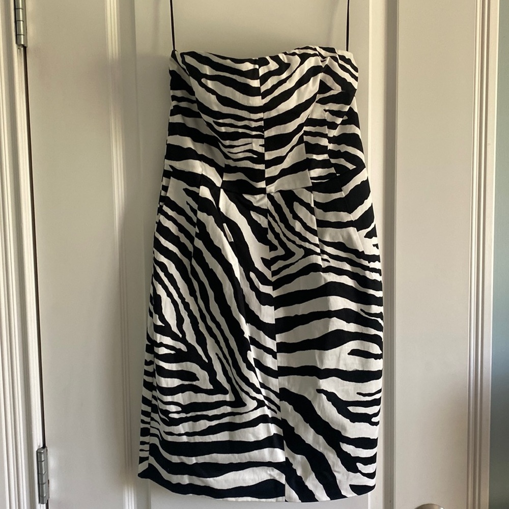 Strapless zebra print dress